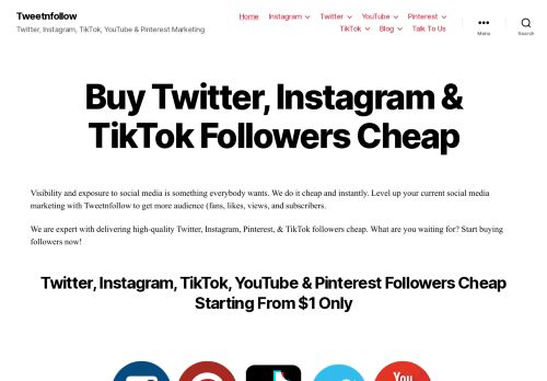 Buy Twitter, Instagram & TikTok Followers Cheap | Tweetnfollow
