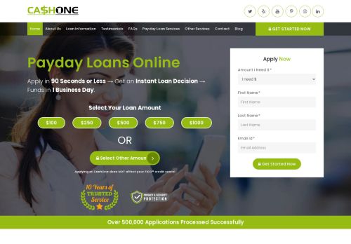 Payday Loans Online | Apply for Payday Loans 24/7 | CashOne 
