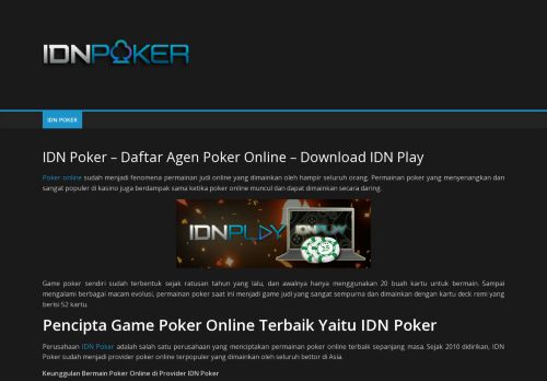 IDN Poker - Daftar Agen Poker Online - Download IDN Play