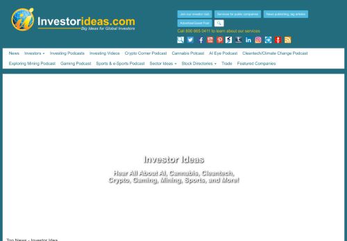 Expert Investor ideas and stock market news with investing podcasts and research articles in Cryptocurrency and ESG Cleantech and Cannabis at Investorideas.com