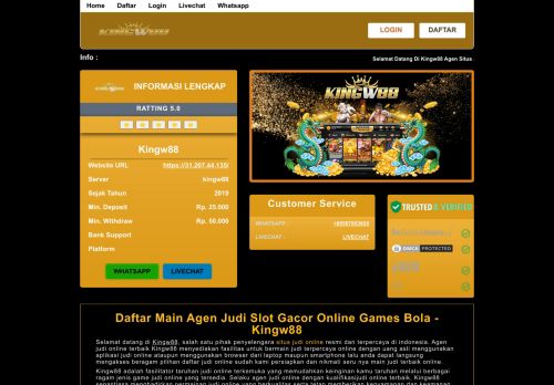 Daftar Situs Agen Judi Slot Gacor Online Games Taruhan Bola Terpercaya Kingw88