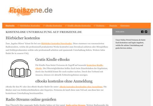 Freiszene.de - Kostenlose Hörbücher – Gratis Ebooks – und vieles mehr
