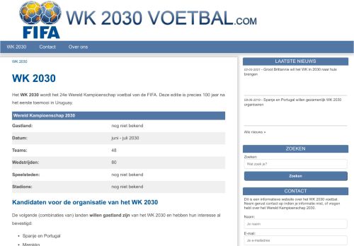 WK 2030 voetbal - Wereld Kampioenschap 2030