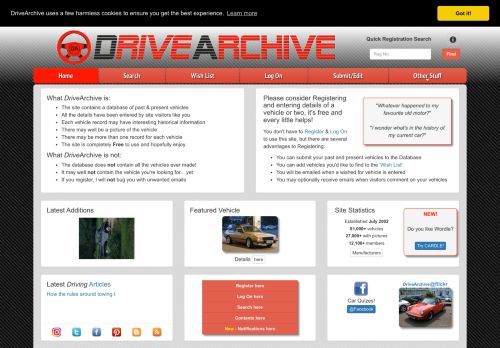 DriveArchive - Vehicle History and Fate - Home
