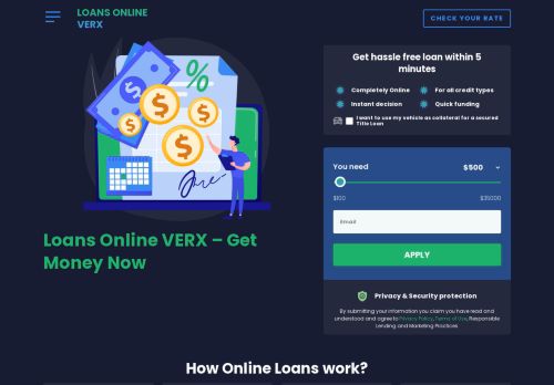 $100 - $35,000 Online Loans Fast & Easy | Apply Now at Loans Online VERX
