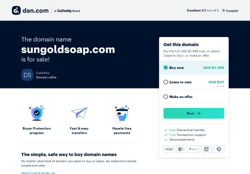 The domain name sungoldsoap.com is for sale