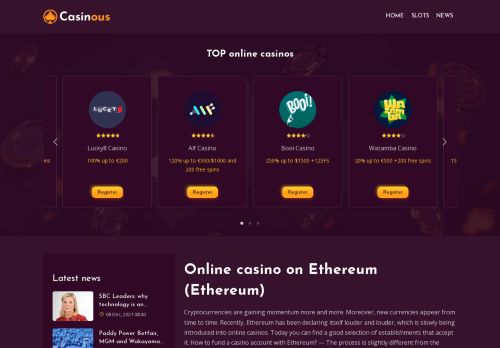Online casino on Ethereum (Ether). Deposit and withdrawal