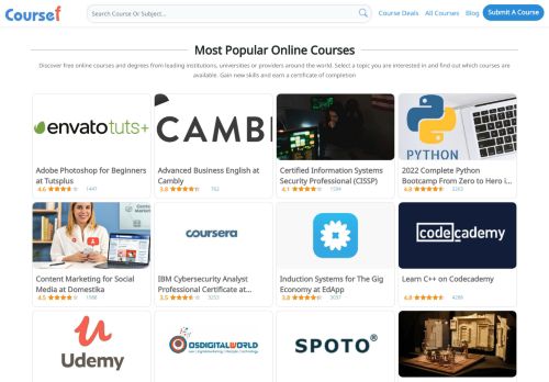 Coursef.com: Free Online Courses & Certificates From Leading Institutions Worldwide
