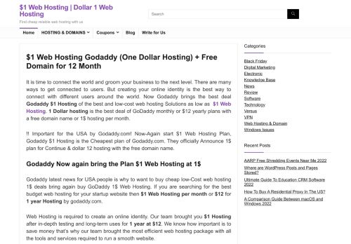 $1 Web Hosting | Godaddy 1 Dollar Hosting, 1$ hosting Review 2021