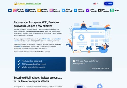 Pass Revelator | Find passwords from Facebook, Instagram, GMail...
