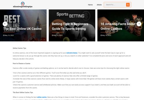 Online Casino | Online Gambling | Online Sports Betting | Allcasinogamblingtips.com